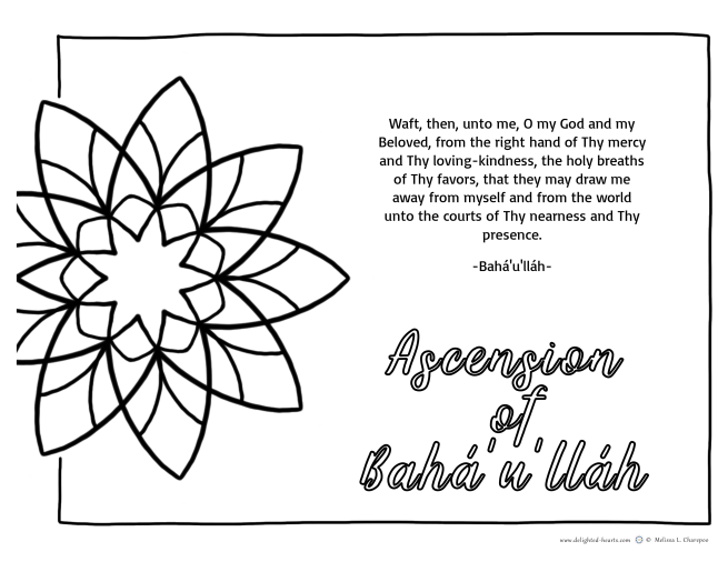 Ascencion Bahaullah_ 177_DHLLC_Melissa Charepoo_Coloring Page_ 9 pointed star