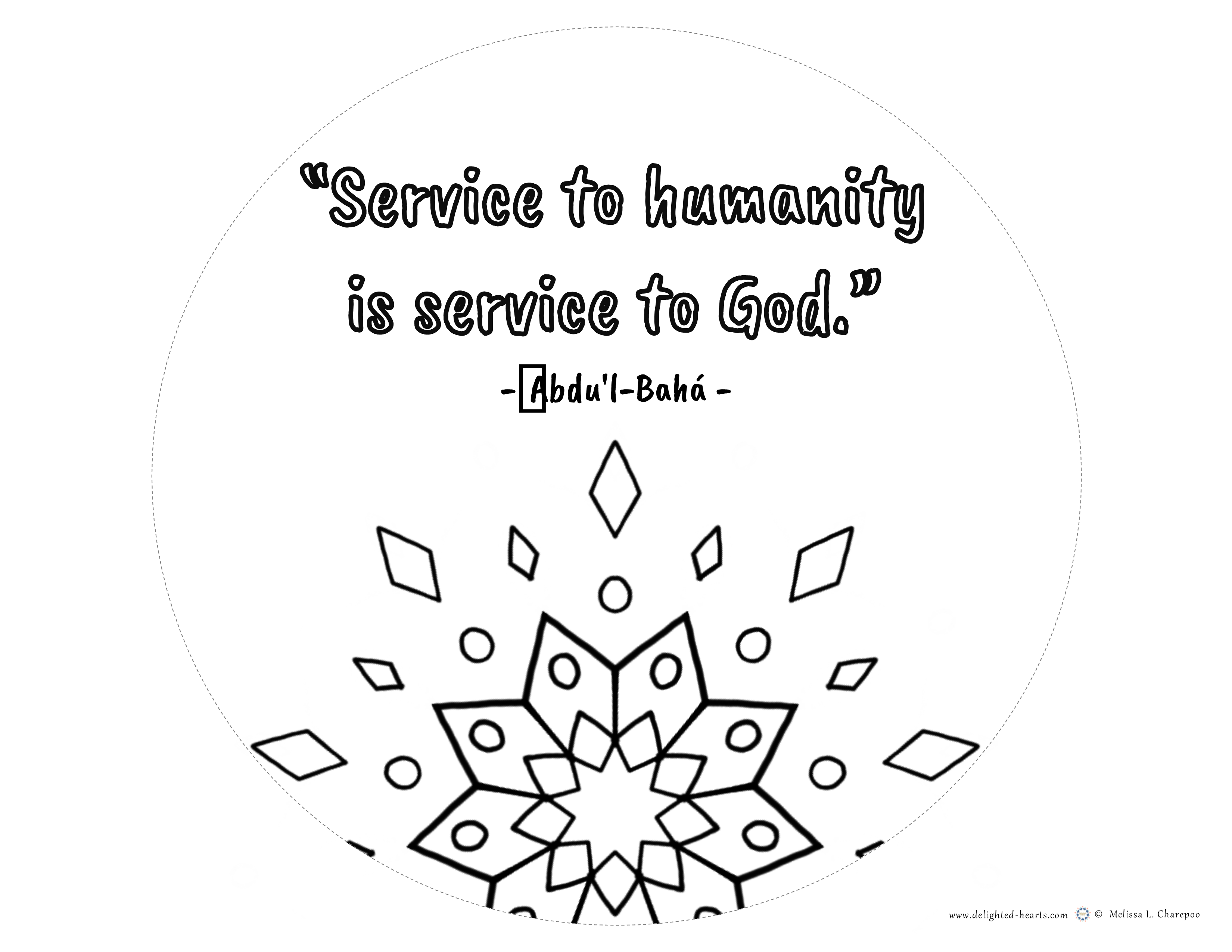 Quote_Service to humankind is service to God_ 176_DHLLC_Melissa Charepoo_Coloring Page